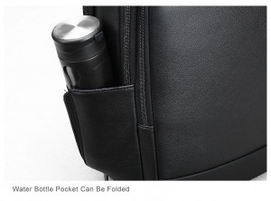 Кожаный деловой рюкзак BOPAI 61-16311 черный фото бокового кармана