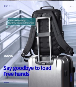 Деловой рюкзак с USB BOPAI 61-18811 легко крепится на чемодане