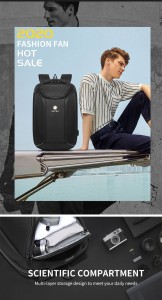 Рюкзак для ноутбука 15,6 Ozuko 9318 черный крепится на чемодан
