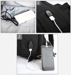 usb разъем и USB провод, идущий в комплекте, рюкзак ozuko 8983s