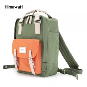 Рюкзак Himawari HM188-L зеленый хаки с оранжевым фото вполоборота