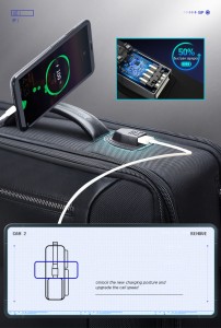 Дорожный рюкзак BOPAI 61-19011 черный фото USB нового поколения