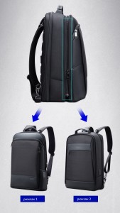 Мужской рюкзак-трансформер BOPAI 61-51211 черный разделяется на два рюкзака, съемные лямки