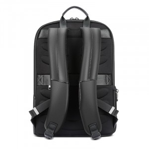 Кожаный тонкий рюкзак Bopai 61-52711 черный фото спинки рюкзака