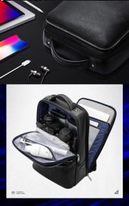 Кожаный рюкзак для ноутбука 15,6 Bopai 61-69711 фото основного отделения
