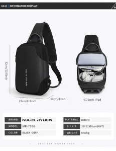 Рюкзак однолямочный Mark Ryden MR7056_00 черный фото с характеристиками