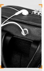 Рюкзак мужской кожаный Kangaroo Droi 68011 фото отверстия под наушники