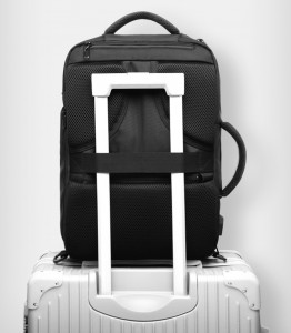 Деловой рюкзак для ноутбука 15,6 Ozuko 9307 фиксируется на ручке чемодана