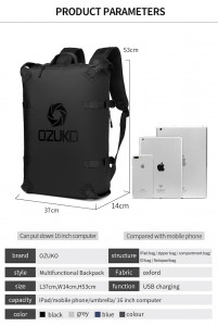 Молодежный рюкзак OZUKO 9235-1 фото с характеристиками