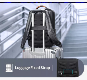 Кожаный рюкзак для ноутбука 15,6 Bopai 61-70111 легко фиксируется на ручке чемодана