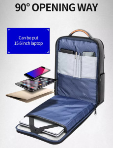Кожаный рюкзак для ноутбука 15,6 Bopai 61-70111 карман для ноутбука