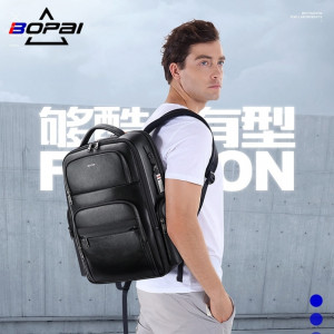 Кожаный бизнес рюкзак BOPAI 61-98611 на модели фото 1