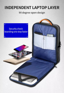 Кожаный бизнес рюкзак BOPAI 61-86711 отделение для ноутбука