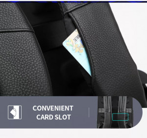 Кожаный бизнес рюкзак BOPAI 61-86711 кармашки для карт