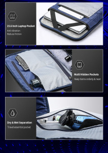 Мужской деловой рюкзак BOPAI  61-120691A форма карманов и отделения
