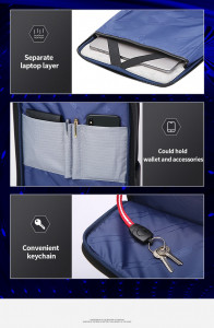 Мужской бизнес рюкзак BOPAI 61-87011 фото отделения и кармана