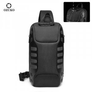 Рюкзак однолямочный OZUKO 9339 черный водоотталкивающая ткань