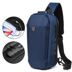 Рюкзак однолямочный OZUKO 9321 синий с USB разъемом