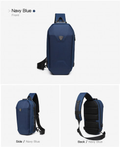 Рюкзак однолямочный OZUKO 9321 синий в разных плоскостях