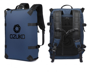 Молодежный рюкзак OZUKO 9235-1 синий фото спереди и сзади