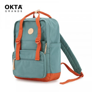 Рюкзак Himawari OKTA 1085-01 зеленый с оранжевым фото вполоборота