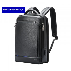 Кожаный рюкзак Bopai  61-122091 черный вмещает ноутбук 15,6 дюйма