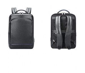 Кожаный рюкзак Bopai  61-122091 черный в разных ракурсах