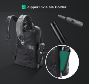 Кожаный рюкзак для ноутбука 15,6 Bopai 61-120761 боковой карман для зонта/бутылки