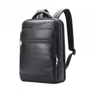 Кожаный тонкий рюкзак Bopai 61-121561 черный