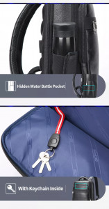 Кожаный тонкий рюкзак Bopai 61-121561 боковой карман, брелок для ключей