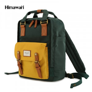 Рюкзак Himawari HM188L-56 темно-зеленый с желтым фото вполоборота