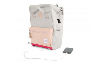 Рюкзак Himawari 9004-01 серый с розовым с USB разъемом