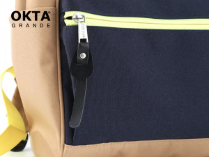 Рюкзак Himawari OKTA 9003 бежевый с темно-синим фото кармана