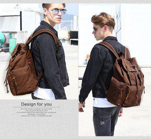 Холщовый рюкзак Augur 1039L коричневый на модели фото2