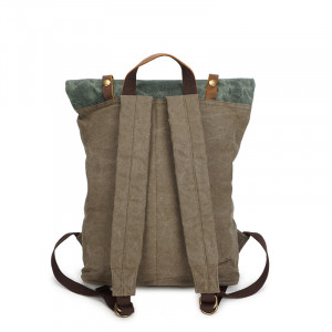 Холщовый мужской рюкзак J.M.D. 5191-1 болотный с хаки фото сзади
