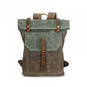 Холщовый мужской рюкзак J.M.D. 5191-1 болотный с хаки фото спереди