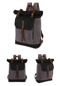 Холщовый рюкзак J.M.D. 5191-1 черный с серым