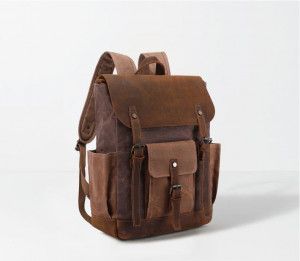 Холщовый рюкзак J.M.D. T0011 коричневый фото вполоборота