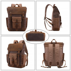 Холщовый рюкзак J.M.D. T0011 коричневый в разных сторон