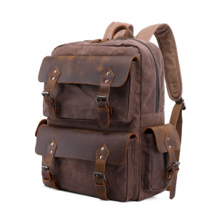 Холщовый рюкзак J.M.D. T0018 коричневый фото вполоборота