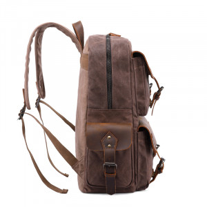 Холщовый рюкзак J.M.D. T0018 коричневый фото сбоку