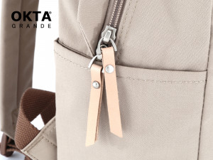 Рюкзак OKTA 1087-09 бежевый с коричневым фото фурнитуры