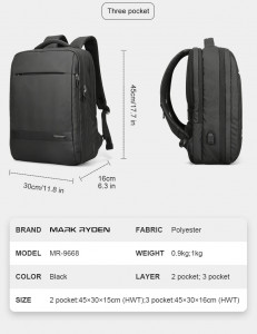 Мужской деловой рюкзак Mark Ryden MR9668SJ характеристики