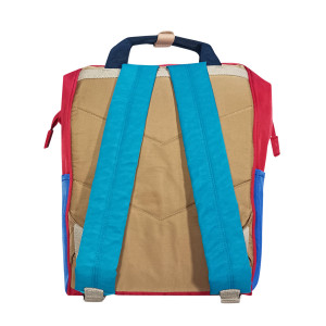 Рюкзак Himawari 9018-02 бежево-красный с синим и голубым живое фото 4