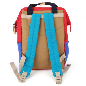 Рюкзак Himawari 9018-02 бежево-красный с синим и голубым фото сзади