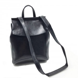 Рюкзак женский кожаный J.M.D. 10637-1 черный вид спереди с лямками