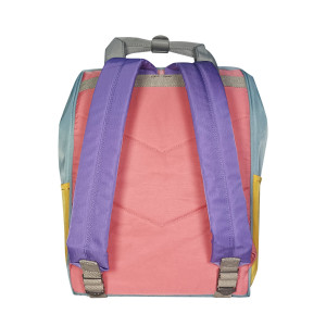 Рюкзак Himawari 9018-03 розово-сиреневый с желтым и серым заполненный вещами фото 4