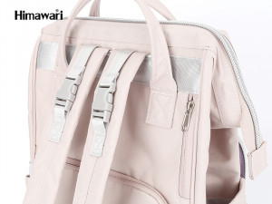 Рюкзак для мам Himawari 1213-06 серовато-розовый с фиолетовым