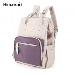 Рюкзак для мам Himawari 1213-06 серовато-розовый с фиолетовым фото вполоборота