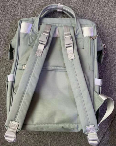 Рюкзак для мам Himawari 1213-08 серо-зеленый фото сзади